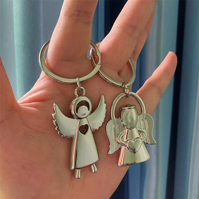 Creative Design Lovely Angel Keychain Men Women Key Holder Chain Ring Car Chaveiros Llaveros Bag Pendant Charm Wedding Gifts