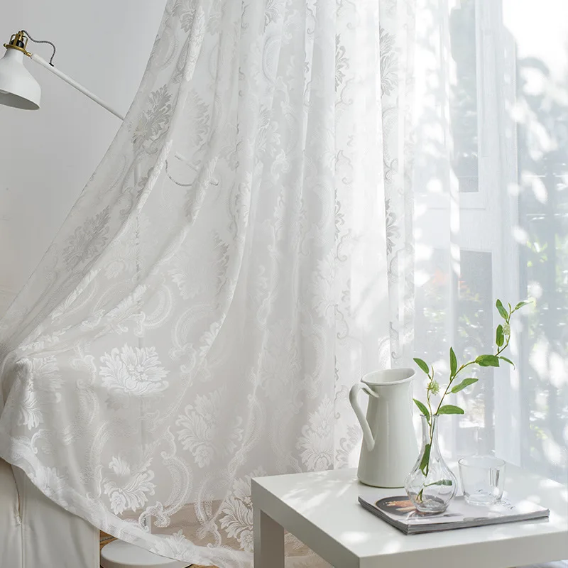 

Customized European Style Gauze Embroidered Hollow Lace Curtains for Living Room Curtains for Bedroom Kitchen lyr