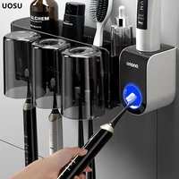 uosu auto squeezing toothpaste dispenser wall mount toothbrush holder toothbrush toothpaste cup storage bathroom accessories set