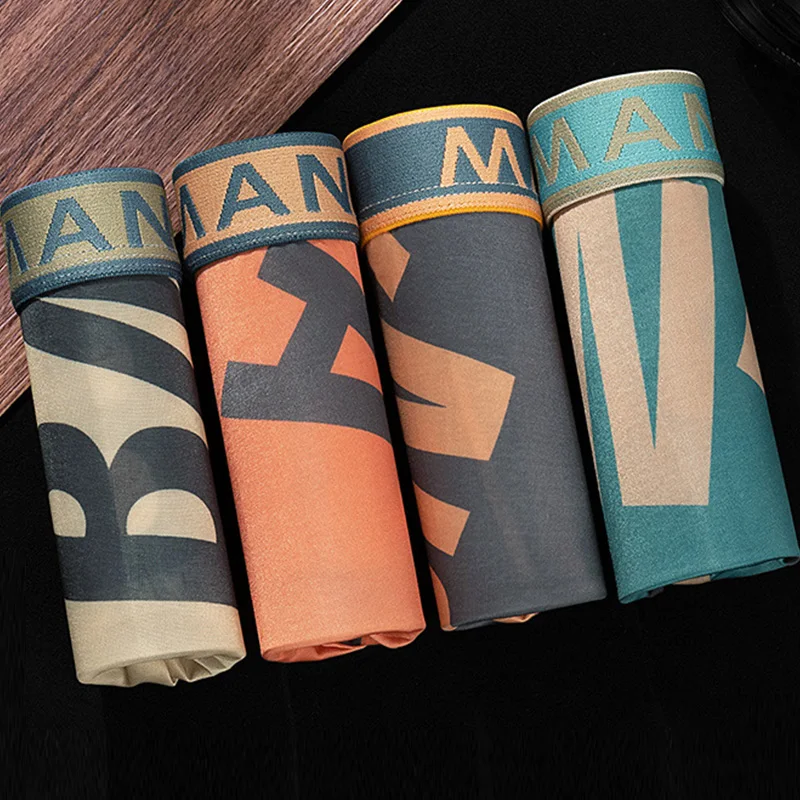 Men Boxers Shorts Underpants Man Men's Panties Men Boxer Ice Silk Underwear Printed Male Letter Printed Breathable Boxershorts