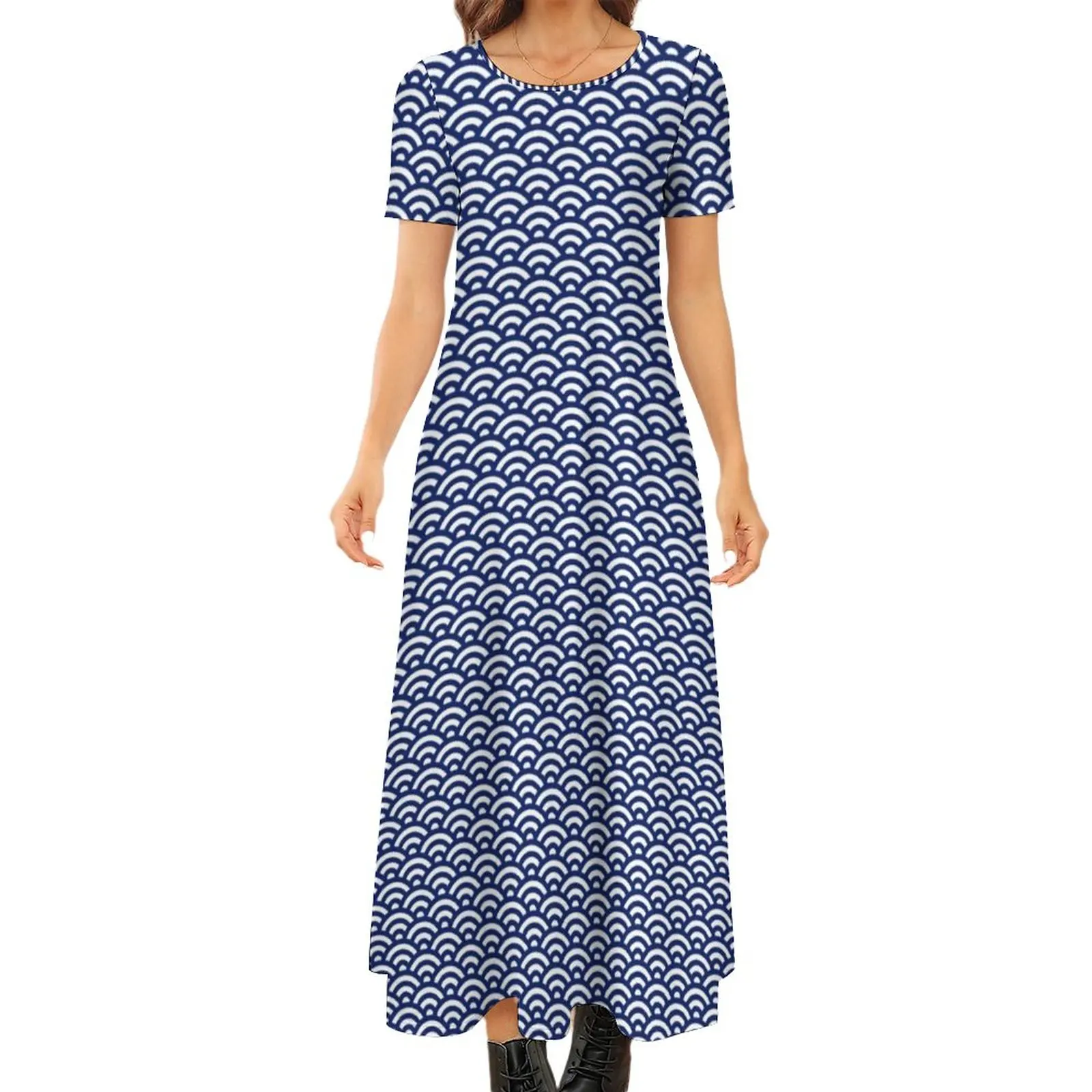

Vintage Saigaiha Dress Japanese Blue Wave Korean Fashion Boho Beach Long Dresses Women Party Maxi Dress Birthday Present