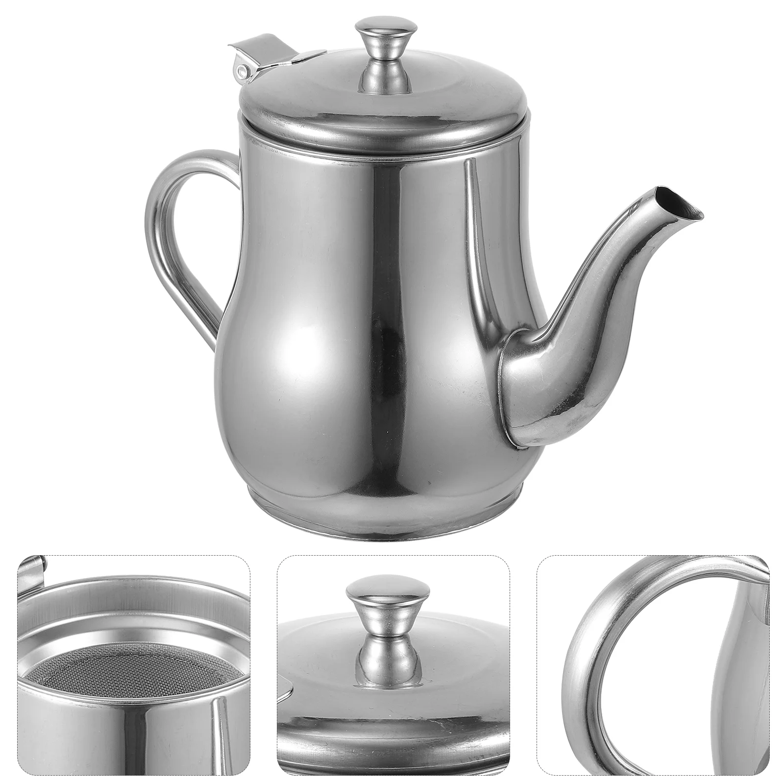 

1Pc Stainless Steel Oil Container Oil Strainer Coffee Filter Oil Dispenser (Silver)