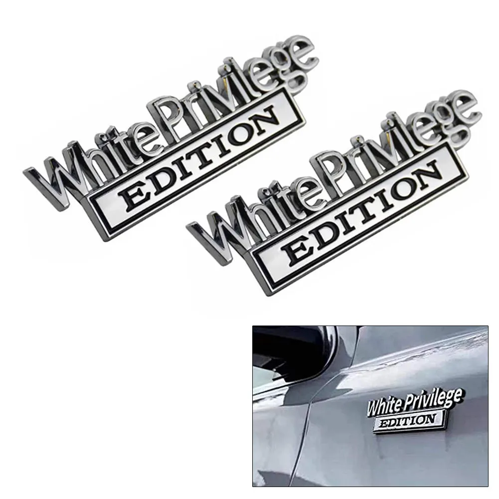 

2Pcs Car Sticker Metal White Privilege Edition Car Truck Emblem Badge Silver Black Zinc Alloy 3D Sticker Decal Decoration Car