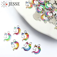 10pcs cartoon animal enamel rainbow unicorn charms pendants colorful cute hippocampus women diy jewelry gift accessories