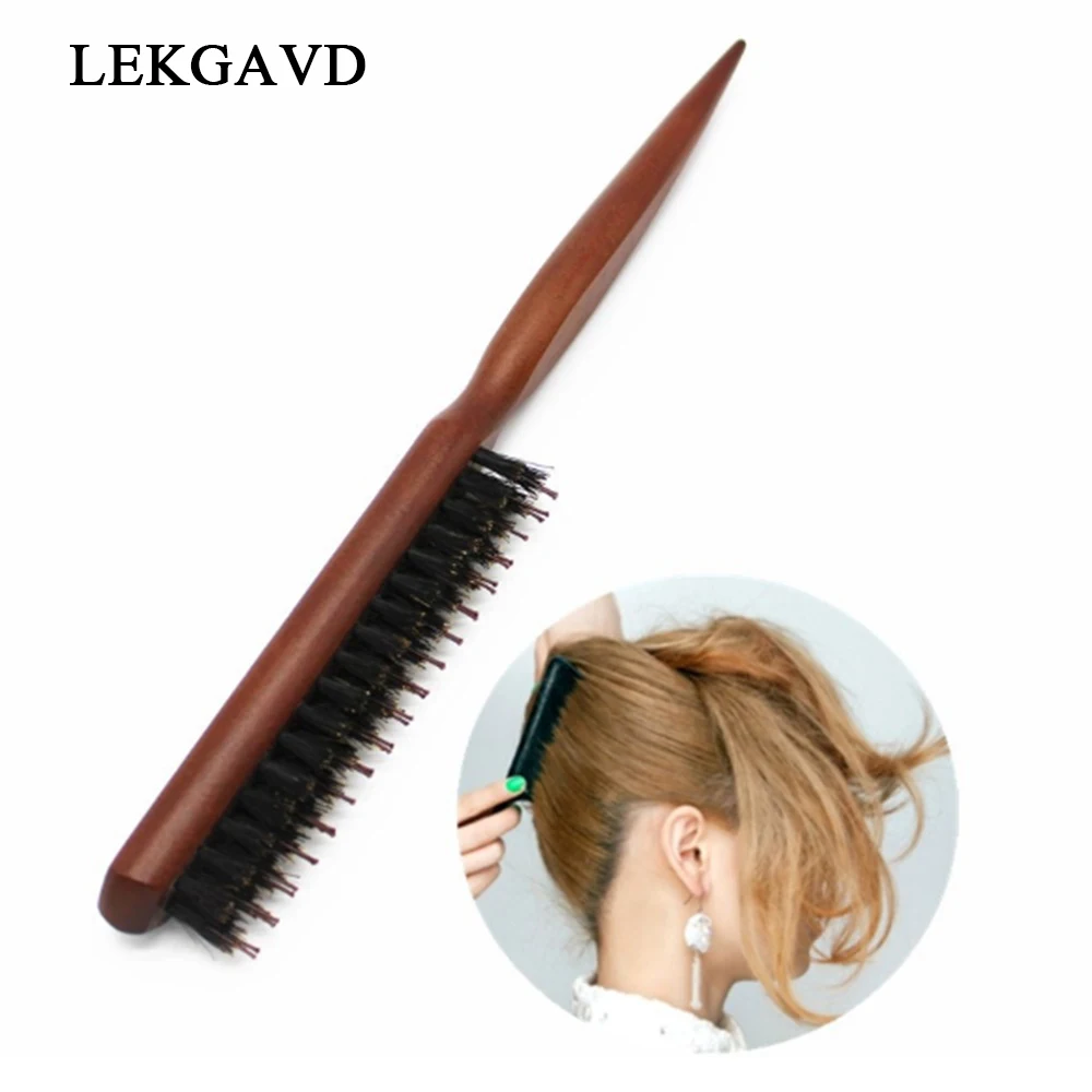 

Парикмахерская с деревянной ручкой, пушистая расческа из натурального щетка для волос из шерсти кабана, инструменты для укладки волос