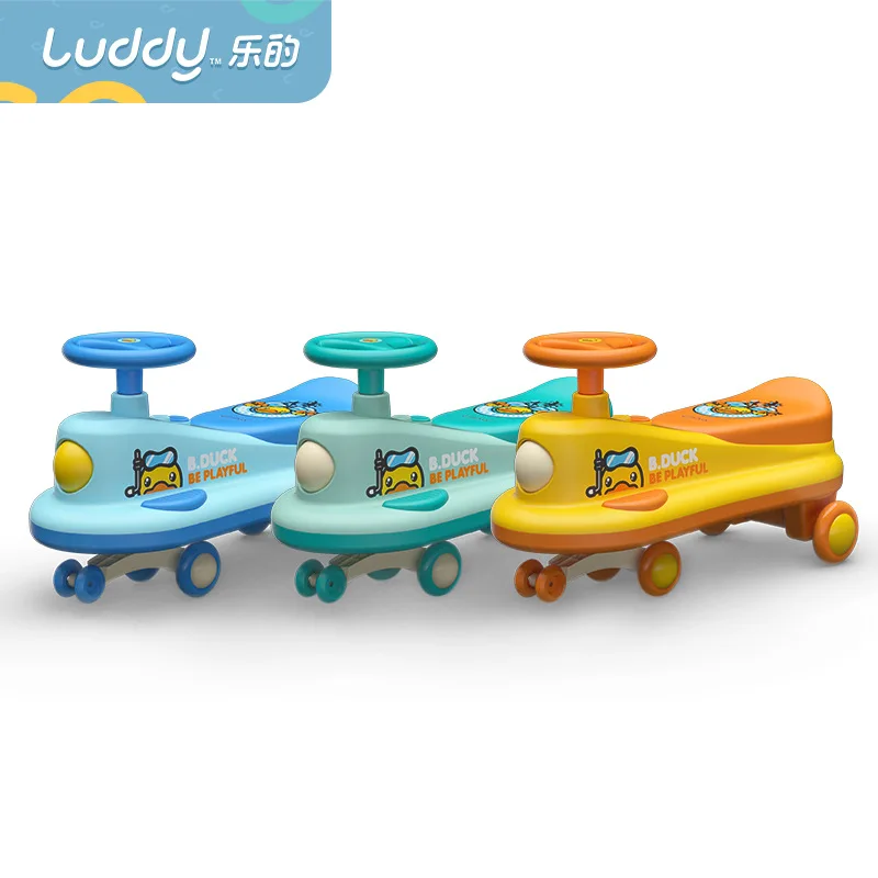 

LUDDY B.duck Little Yellow Duck 3-6 Years Old Children's Twisting Car Universal Roller Skating Scooter Flashing Silent Roller Yo