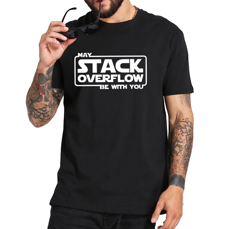 

May Stack Overflow Be with You Computer Language Java Programming Word Black T-Shirt Mens T Shirts