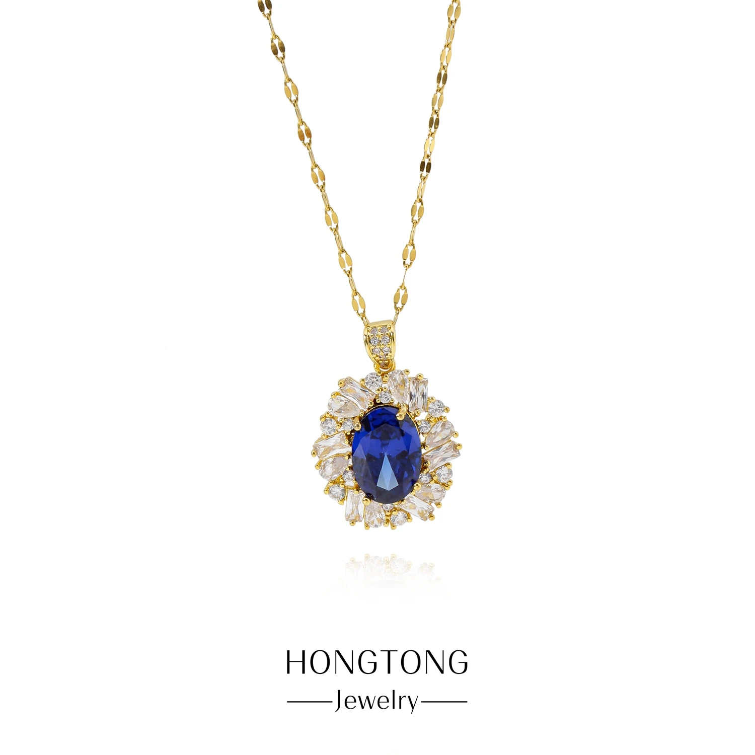 

HONGTONG European And American Retro Zircon Necklace Female Niche Design Sense Fashion Shiny Accessories Wholesale