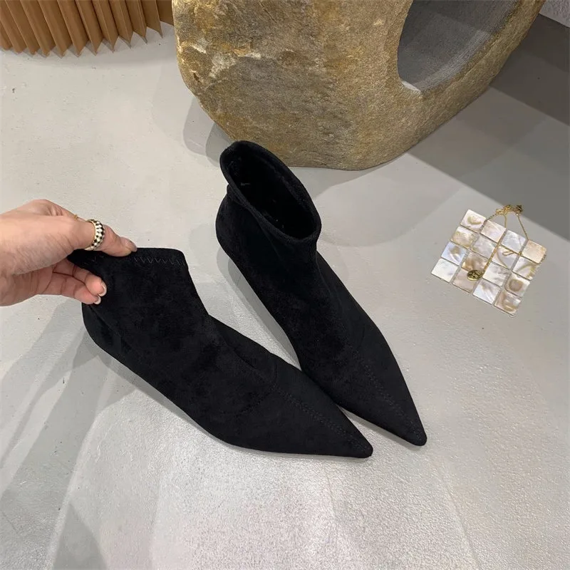 Женские модные хлопковые ботинки на тонком каблуке новые зимние нескользящие