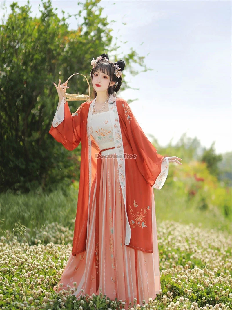 2024 sweet gentle fairy gradient dress chinese style song made exquisite embroidery hanfu dainty ancient dance