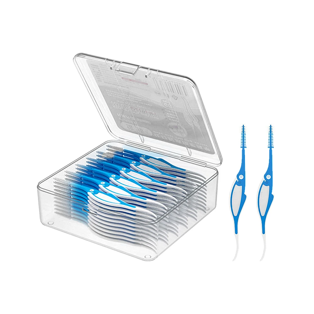 

60Pcs/Box Double Head Dental Floss Toothpick Soft Massage Gums Interdental Cleaning Brush Floss Stick Toothbrush Oral Care Tool
