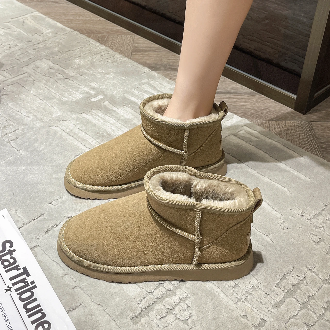 

Fashion boots women Vintage Leather Classic Women's Snow Boots 2022 Winter New Ankle Boots Female Short Boots Zapatos De Mujer