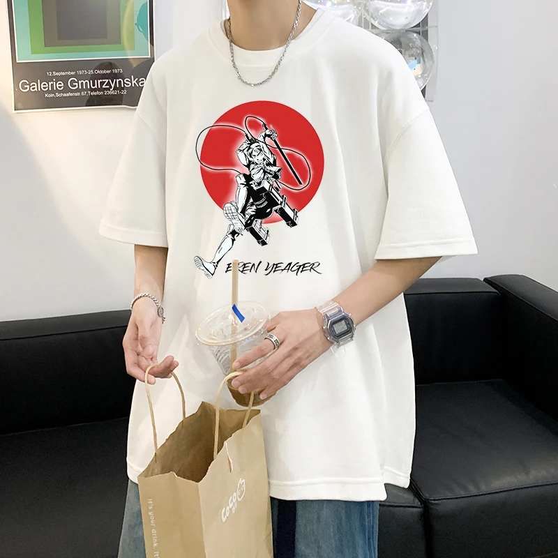 

Attack On Titan Eren Yeager T Shirts Mens Cotton Tops Japan Anime Funny Short Sleeve Tee Streetwear Oversize Men Women T-Shirts