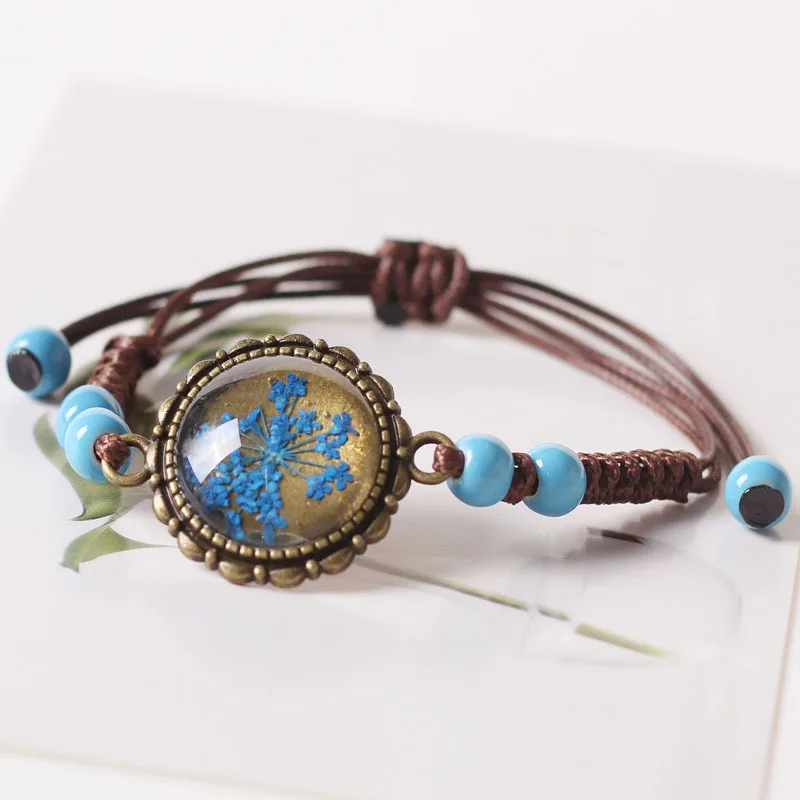 

2022 Ceramic Bracelet Gypsophila Dried Flower Hand Chain Women Simple Fashion Female Hand Chain Gift Ceramic Jewelry Wholesale