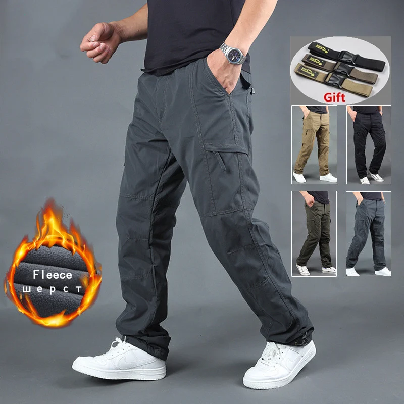 Мужские зимние брюки-карго толстые флисовые уличные штаны для кемпинга охоты