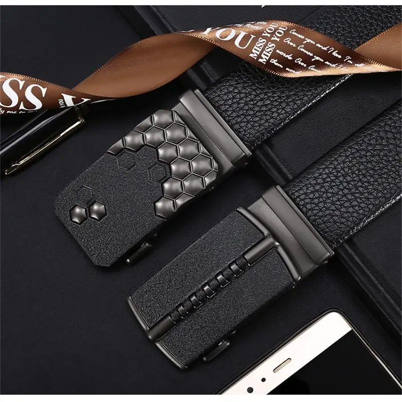 3.6cm Business Men's Genuine Leather Belt Casual Micro-Scrub Alloy Automatic Buckle Suit All-match Belt For Men