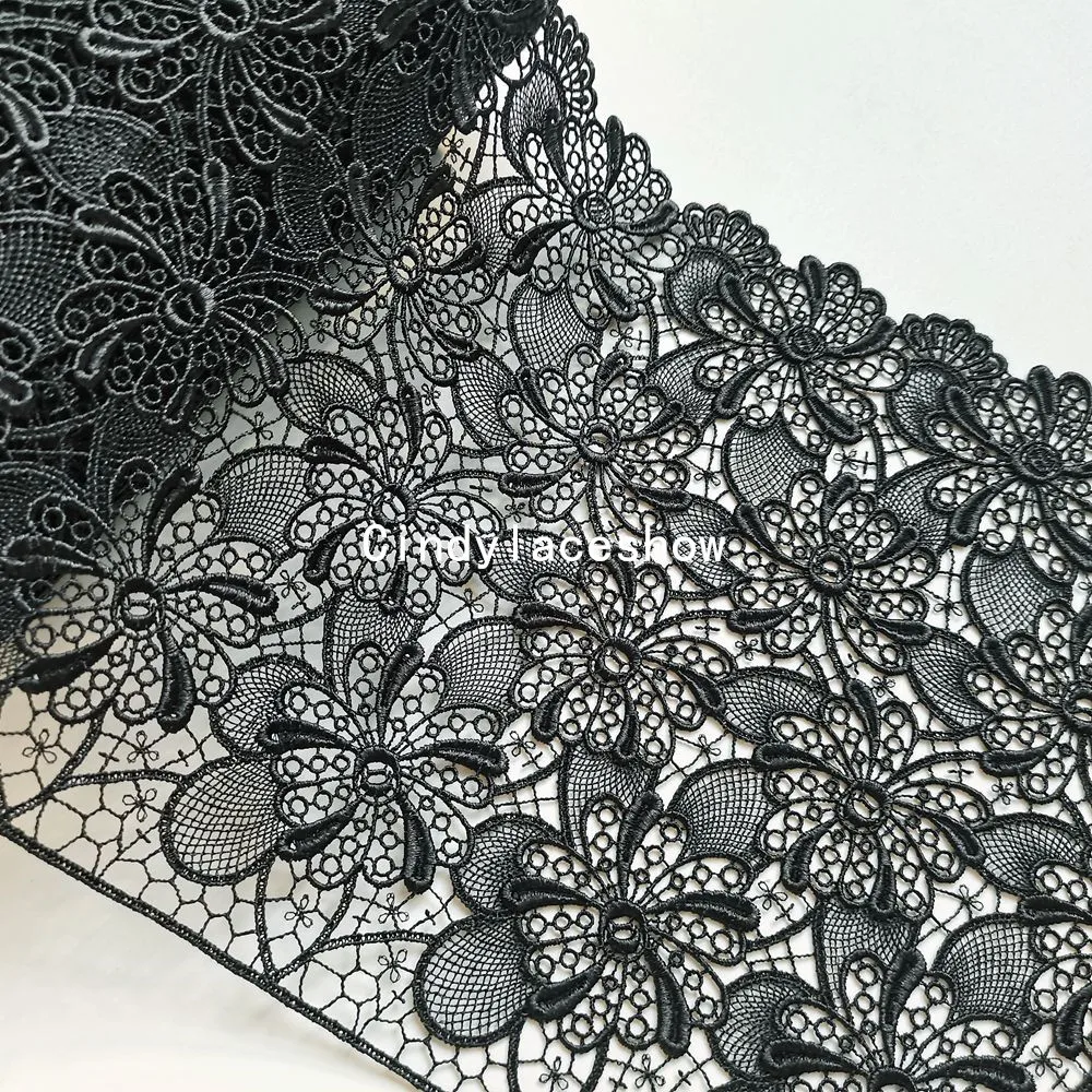 1 метр 19 см ширина черные цветочные вышитые кружевные украшения для шитья