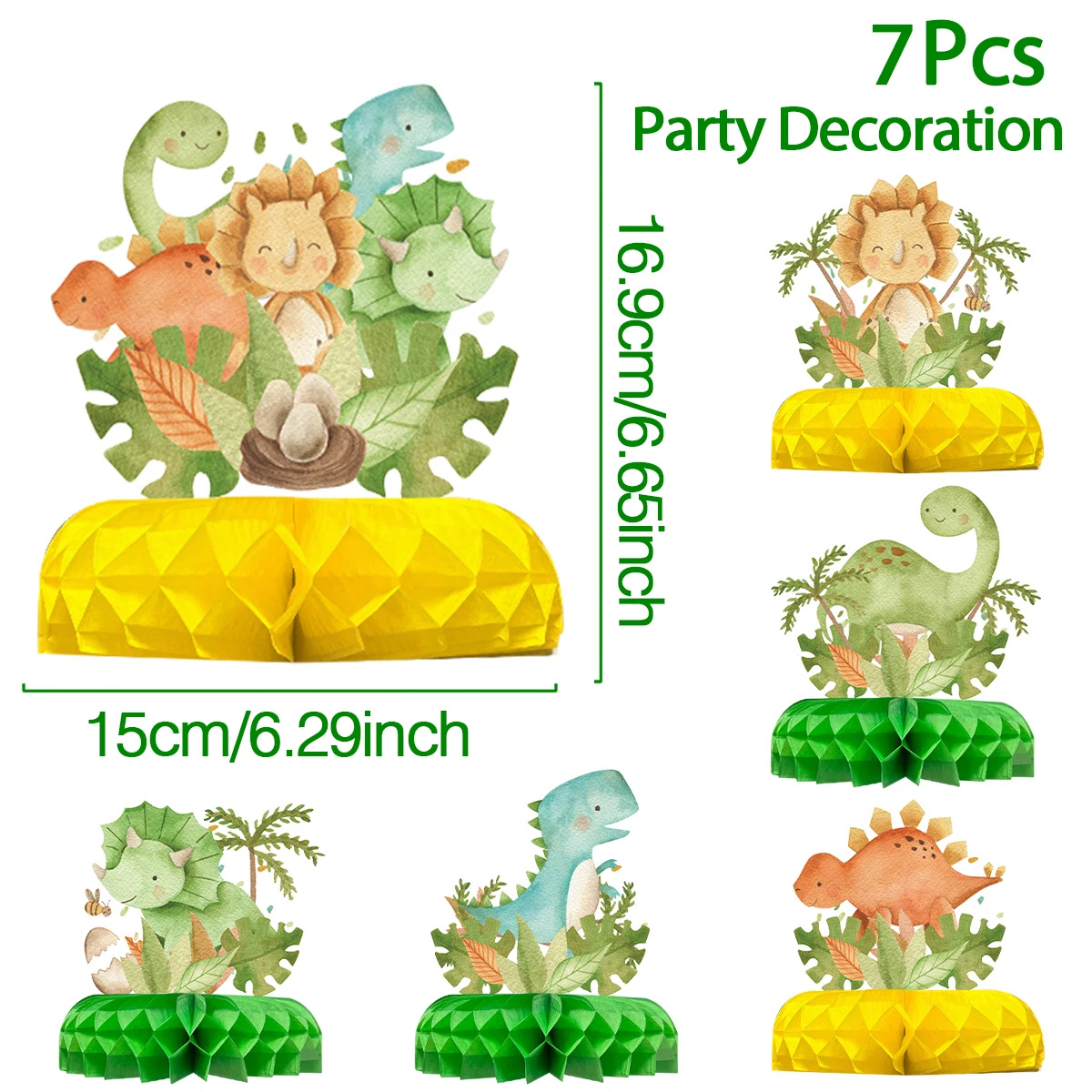

Декоративные бумажные сотовые украшения динозавры 6 шт.