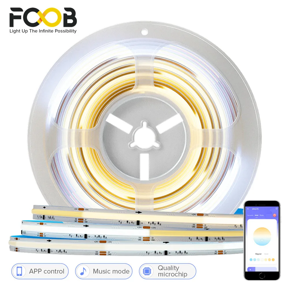 FCOB CCT IC светодиодный Strip WS2811, Адресуемая емая фотовспышка 576 K до 2700K 10 мм DC24V, гибкий брелок высокой плотности