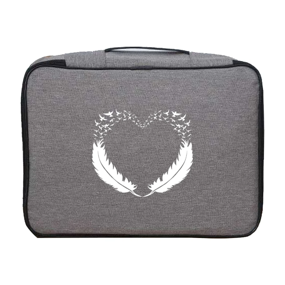 Documents Bags Organizer Case Men Women Outdoor Travel Credentials Passport Wallet Waterproof Storage Bag Feather Print Handbags