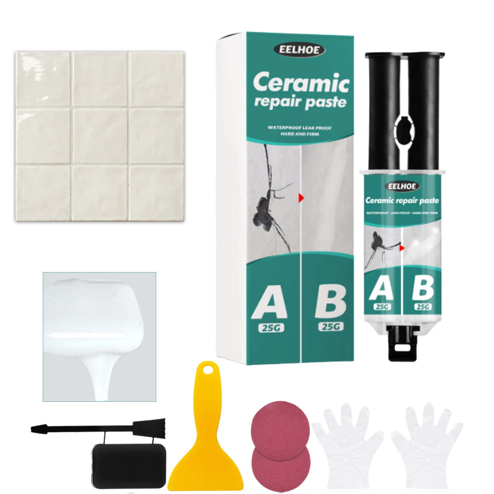 

Tile Repair Paste Kit Tile Repair Paste A&B Glue Acrylic Repair Paste AB Glue Magic Mending Agent Set For Tile Acrylic Ceramic