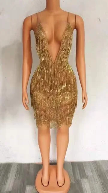 

Drill Chain Attractive Skinny Outfits Women Wedding Engagement Singer Host Stage Catwalk Costume Prom Evening Long Latin Dress