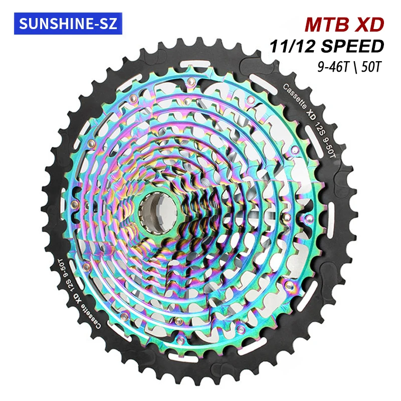 

SUNSHINE-SZ Mountain Bike Freewheel XD 11S 12S Chain Sprocket Ultra Light Rainbow 9-50T MTB Bicycle Freewheel Cassette for SRAM