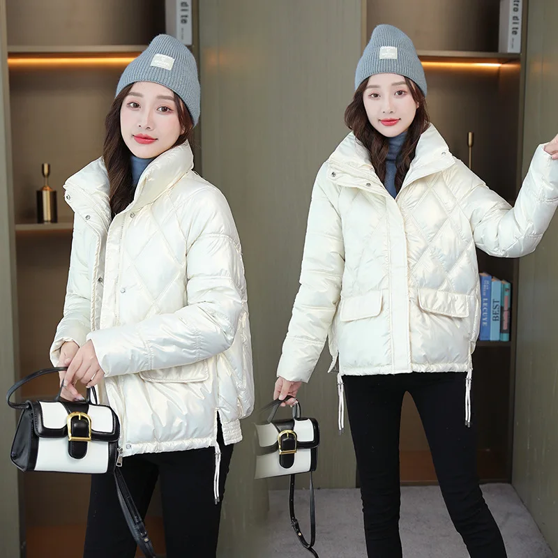 90% White Duck Down Jacket Winter PU Bright Coat Women Snow Clothes 2022 Loose Medium Long Female Warm Down Parka Oversize New