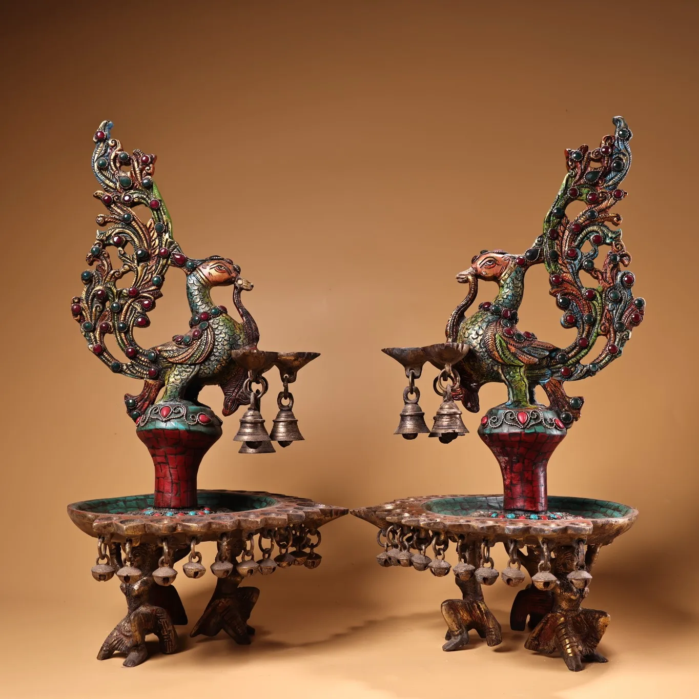 16-дюймовая коллекция тибетского храма старая бронза контур в золоте мозаика