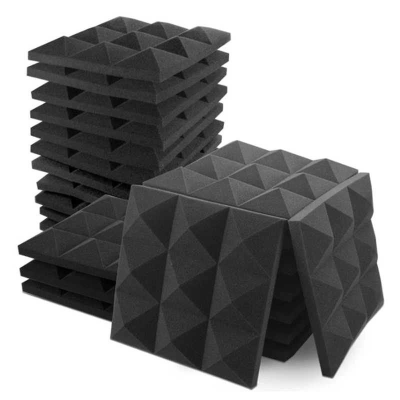 

24 Pcs Acoustic Foam Panels, Pyramid Recording Studio Wedge Tiles, Suitable for Wall and Ceiling Decoration,5X 30X 30 cm