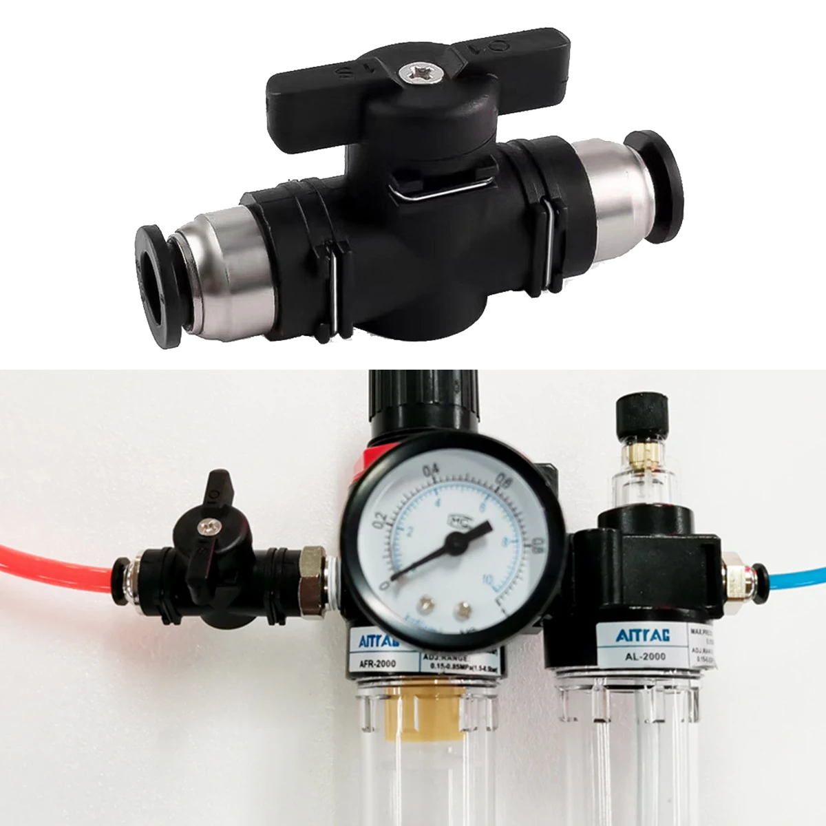 

8mm Push Fit Tap Pneumatic Ball Switch Water Fed Pole Window Cleaning Hose Valve To Turn Switch Manual Current Limiting