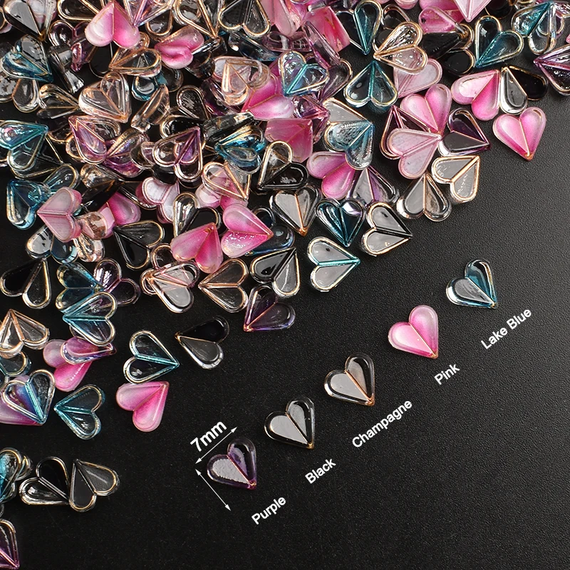 Двойной контрастный полимерный декор в форме сердца для ногтевого дизайна