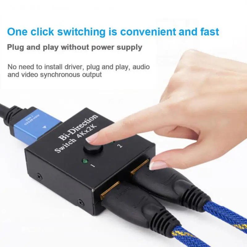 

4K 60Hz Splitter HD 1x2/2x1 Switch Connector 2 In 1 Out Converter HD-Compatible HDMI Switcher For PS4 PS5 Xbox PC TV BOX Cable