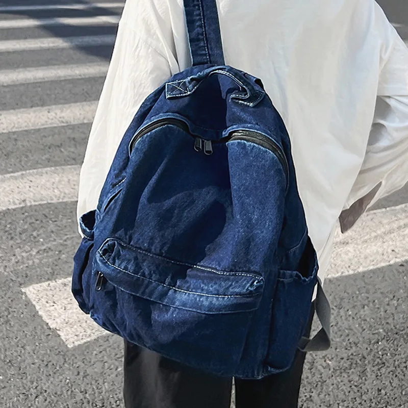 

New Denim Women Backpack Retro Travel Bagpack Large Capacity Backbag College Student School Bags for Teenager Girls Rugtas
