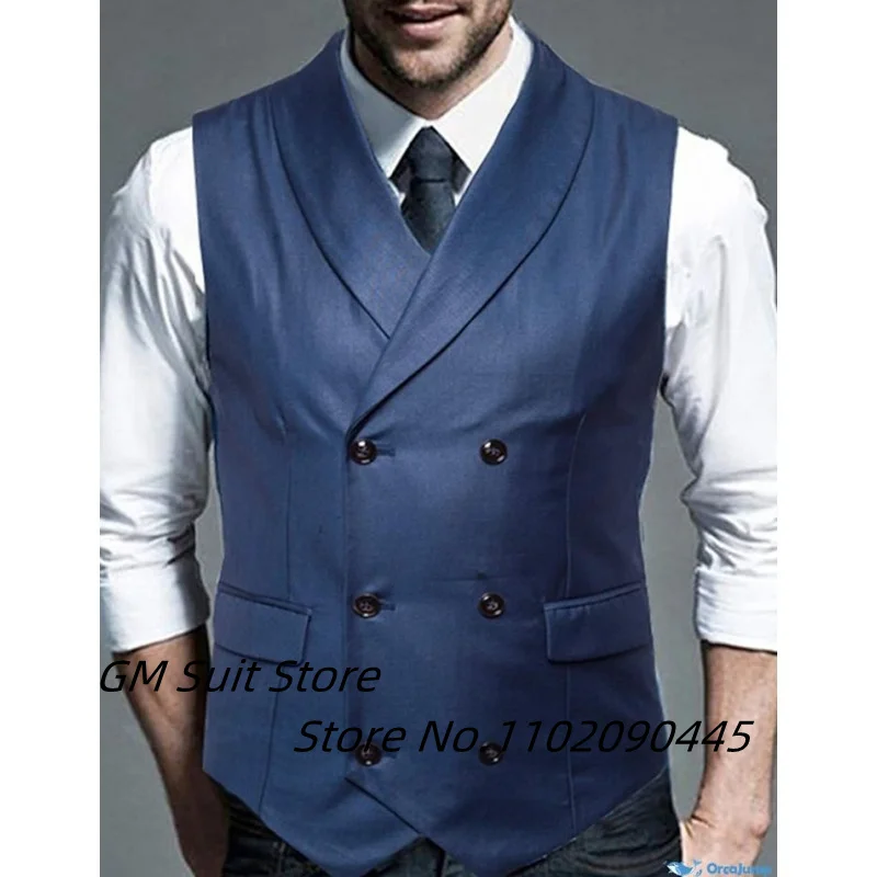

Men's Vest Fashion Splicing Solid Color V -neck Single Buckle Slim Sleeveless Pocket Five Buckle Suitable For Business Jacket