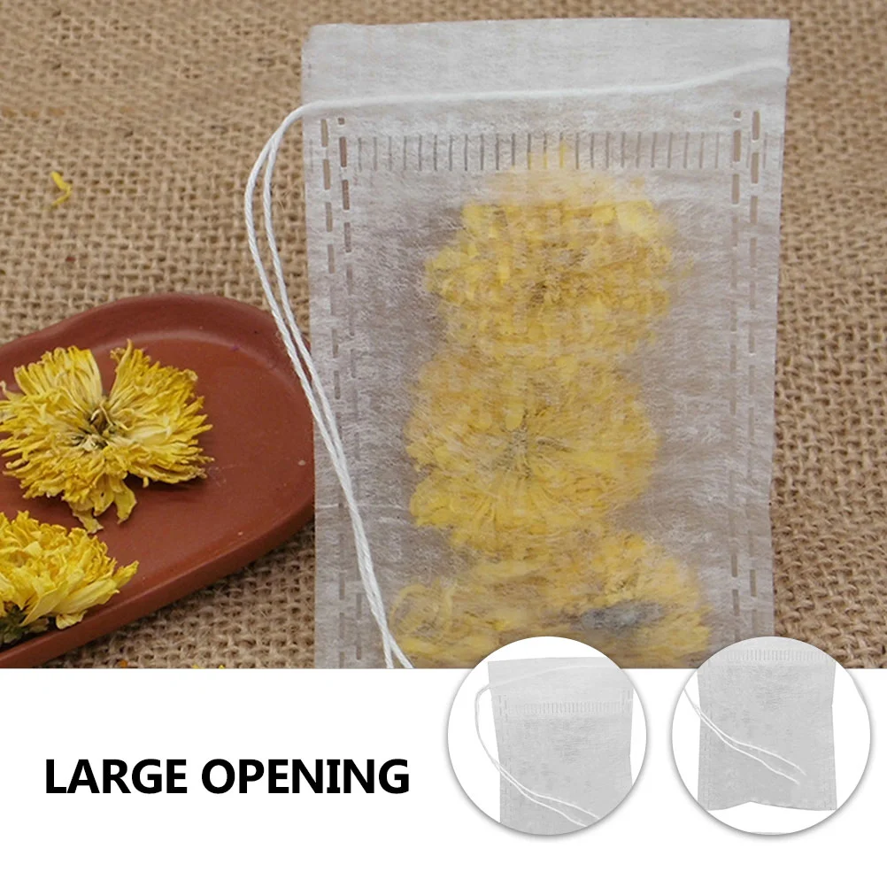 100 шт. чайные фильтры пакетики на шнурке для заварки чая из волокна Zein одноразовые