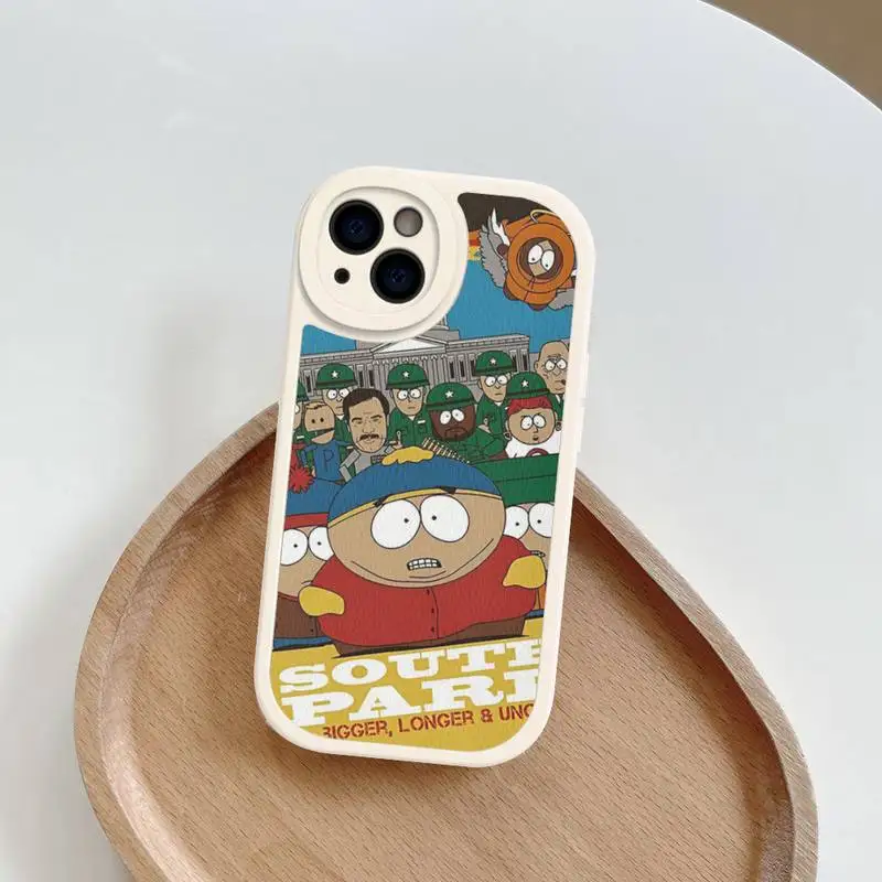 S-SOUTHS P-PARKS Phone Case Hard Leather For iPhone 14 13 12 Mini 11 14 Pro Max Xs X Xr 7 8 Plus