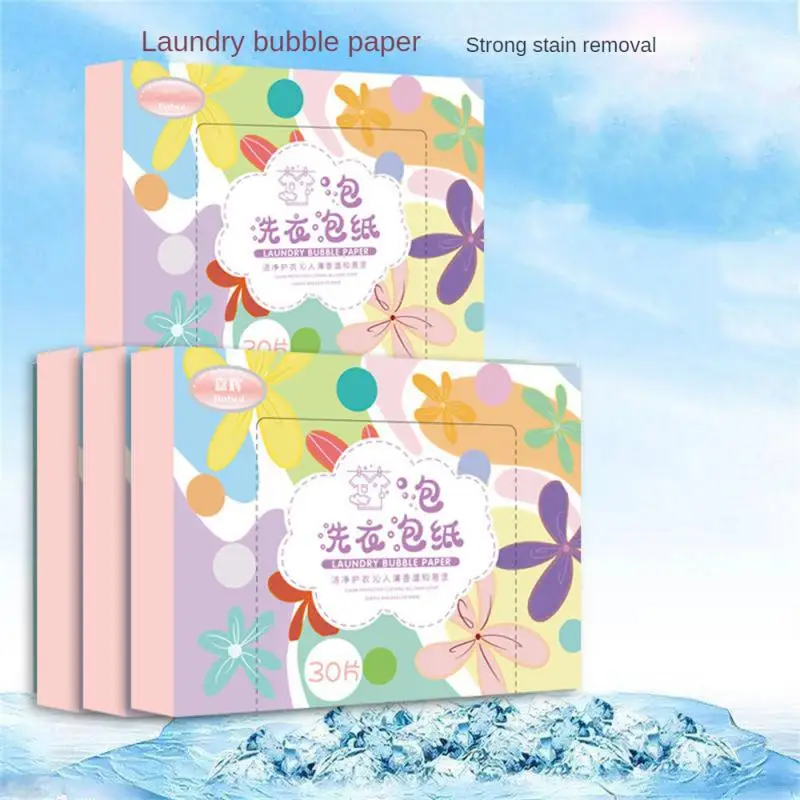

30PCS Washing Machines Laundry Soap Bubble Paper Laundry Tablets Concentrated Washing Powder Detergent Softener For Laundry