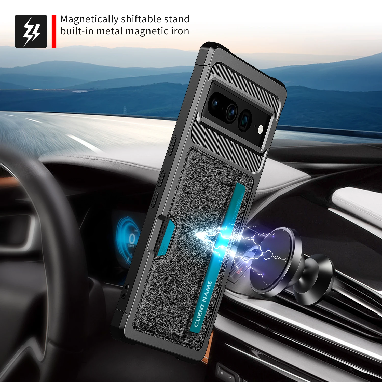 Shockproof Magnetic Card Slot Holder TPU Phone Case For Google Pixel 7 Pro Cover