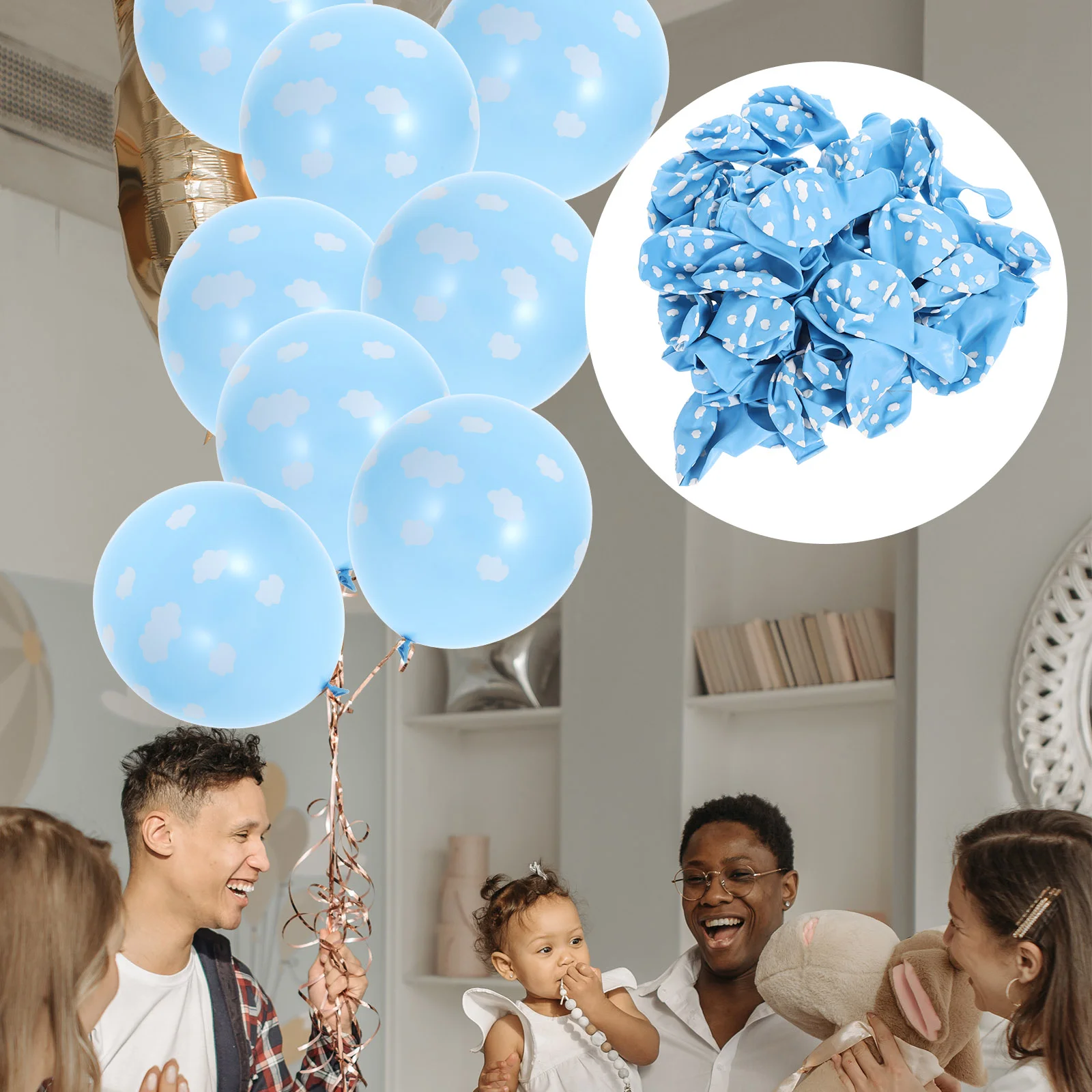 

Balloons Latex Cloud Party Clouds Baby Birthday Decorations Shower Blue Balloon Printing Story Boy Light Thick Thicken Christmas