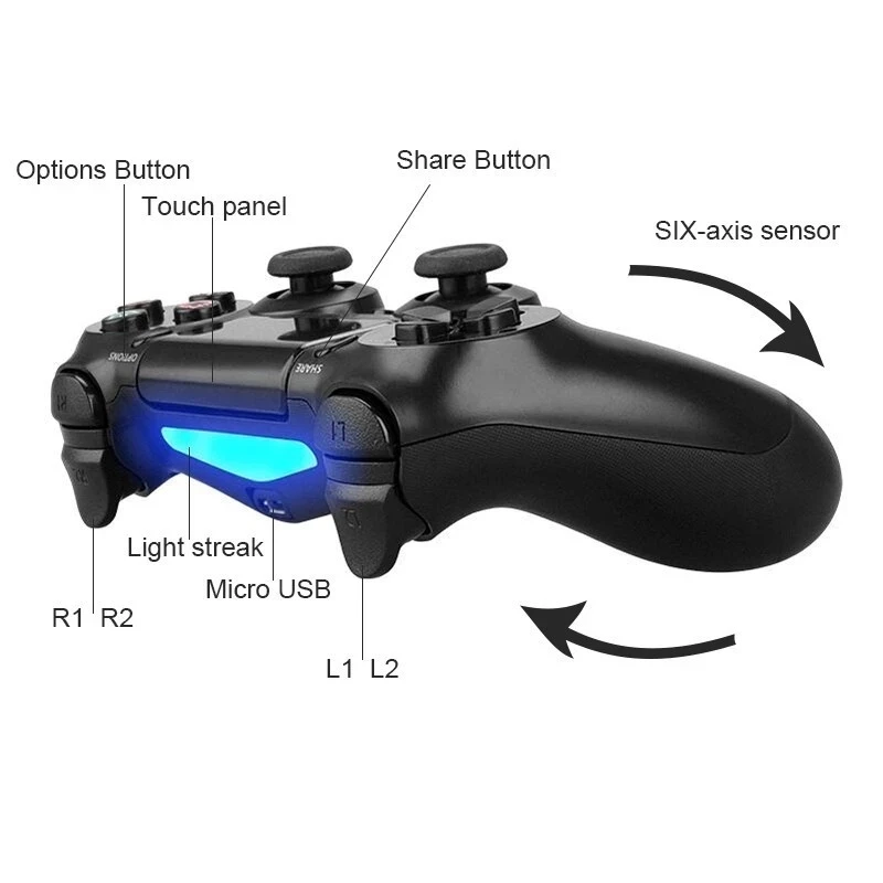 Фото Беспроводной контроллер для PS4, Bluetooth-контроллер подходит для PS4/Slim/Pro геймпад для PS4, 6-осевой джойстик для PS3/ПК/Windows 7/8/9 №3