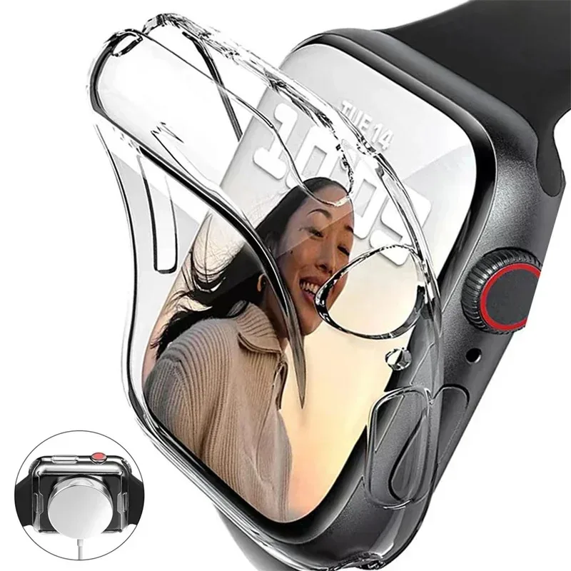 Защита экрана для Apple Watch чехол Ultra 2 49 мм 41 44 40 42 чехол-бампер из ТПУ аксессуары iWatch