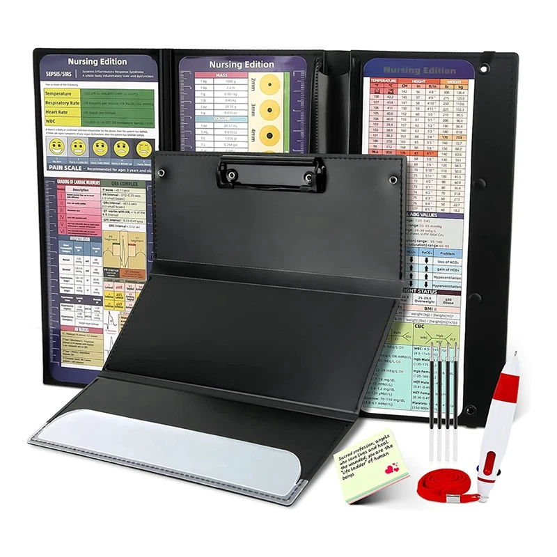 

Nursing Clipboard Foldable,Clipboard Nursing With Nursing, 4-In-1 Retractable Ballpoint Pen And 4 Refills