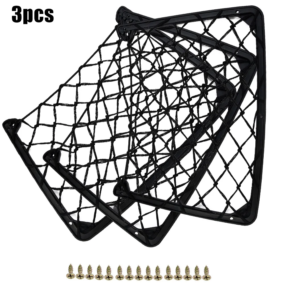 

Net Pocket Storage Mesh Bags Organizer Holder 3X Black Car Accessories
