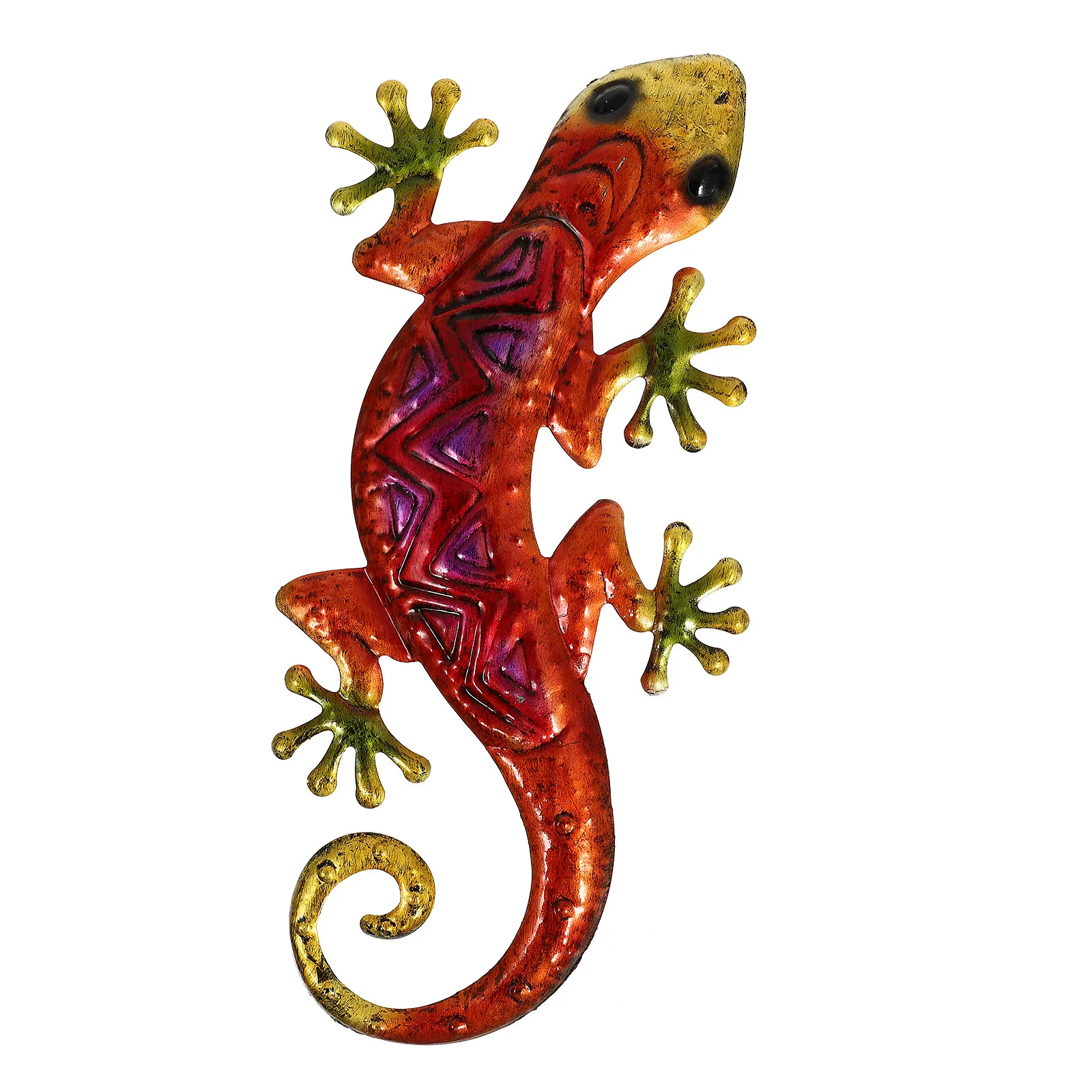 

Rustic Outdoor Decor Applique Gecko Craft Pendant Iron Adornment Wall Hanging Home Animal Statue Colorful Ornament