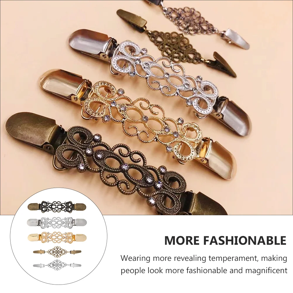5 Pcs Sweater Shirt Flower Cardigan Clip Women's Miss Vintage Decor Dresses Brooch Clips Button down Alloy (iron) Shawl |