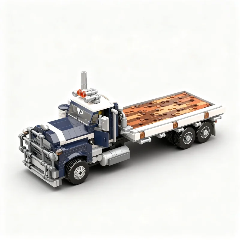 Фото Набор для сборки MOC: Грузовик-платформа Mack, 650 деталей, техническая модель, конструктор, развивающая игрушка, коллекционный транспорт, подарок для демонстрации №2