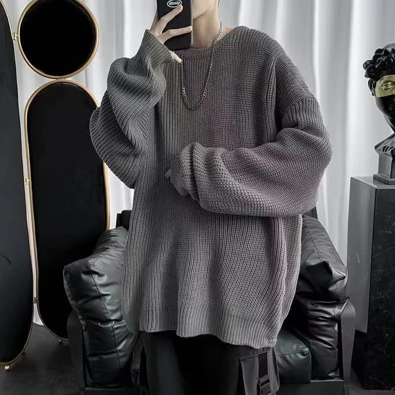 

Korean Fashion Sweaters Men Autumn Solid Color Wool Sweaters Slim Fit Men Street Wear Mens Clothes Knitted Sweater Men Pullovers