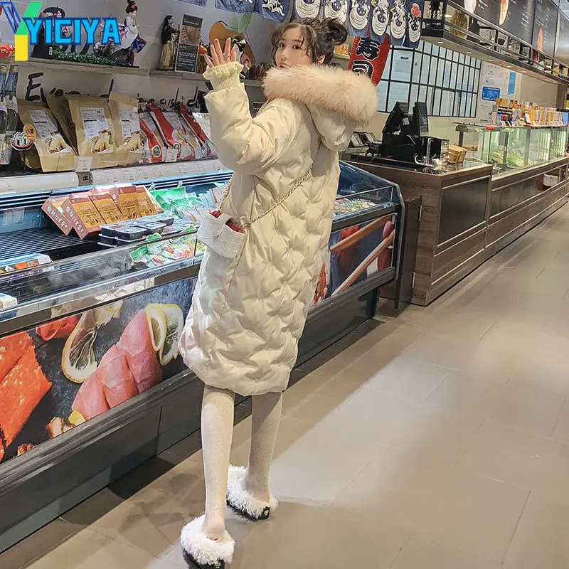 YICIYA Parkas Women Long Style Solid Simple Hoodies Warm Streetwear Snowflake Outwear Winter Prevalent Clothes Female Ins Chic