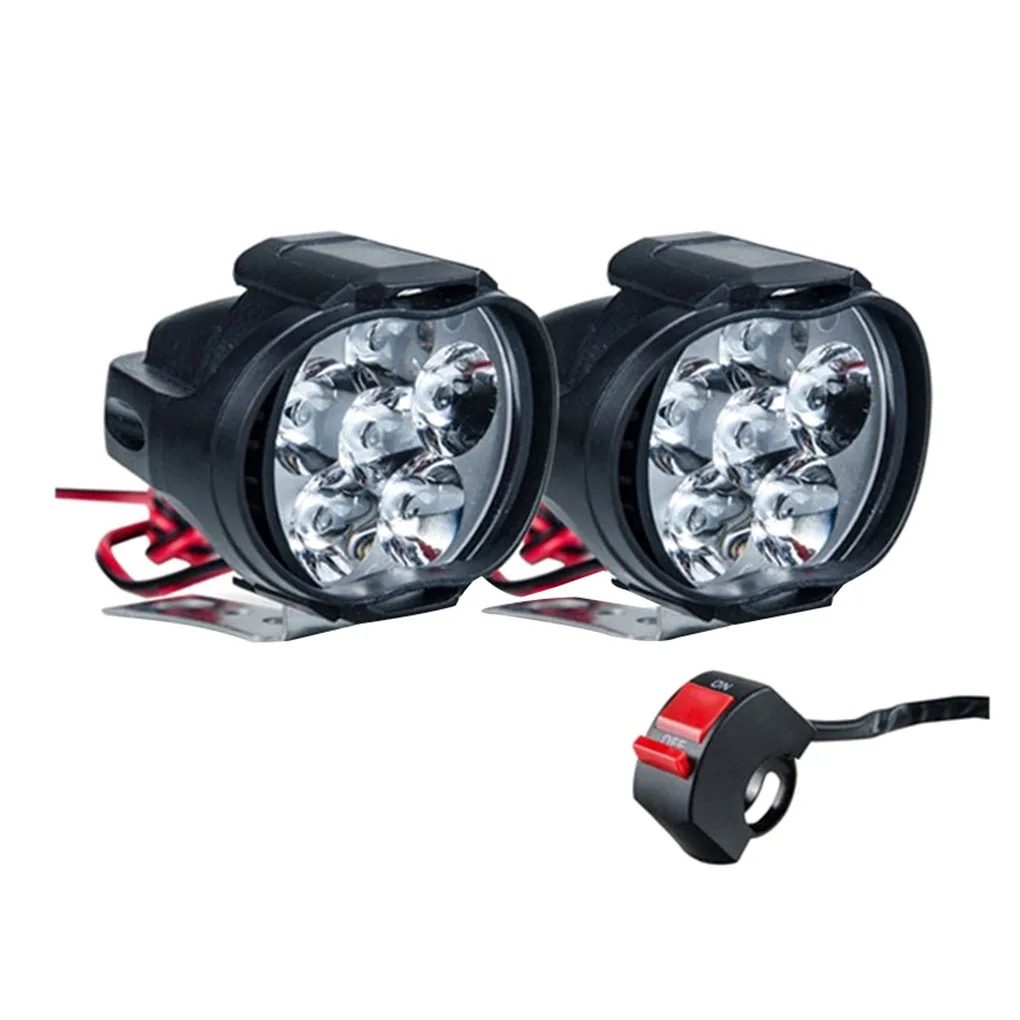 

2Pcs Motorcycle Headlight Front Fog Spotlight Driving Light with Switch Motorbike Accessory, 6 LED